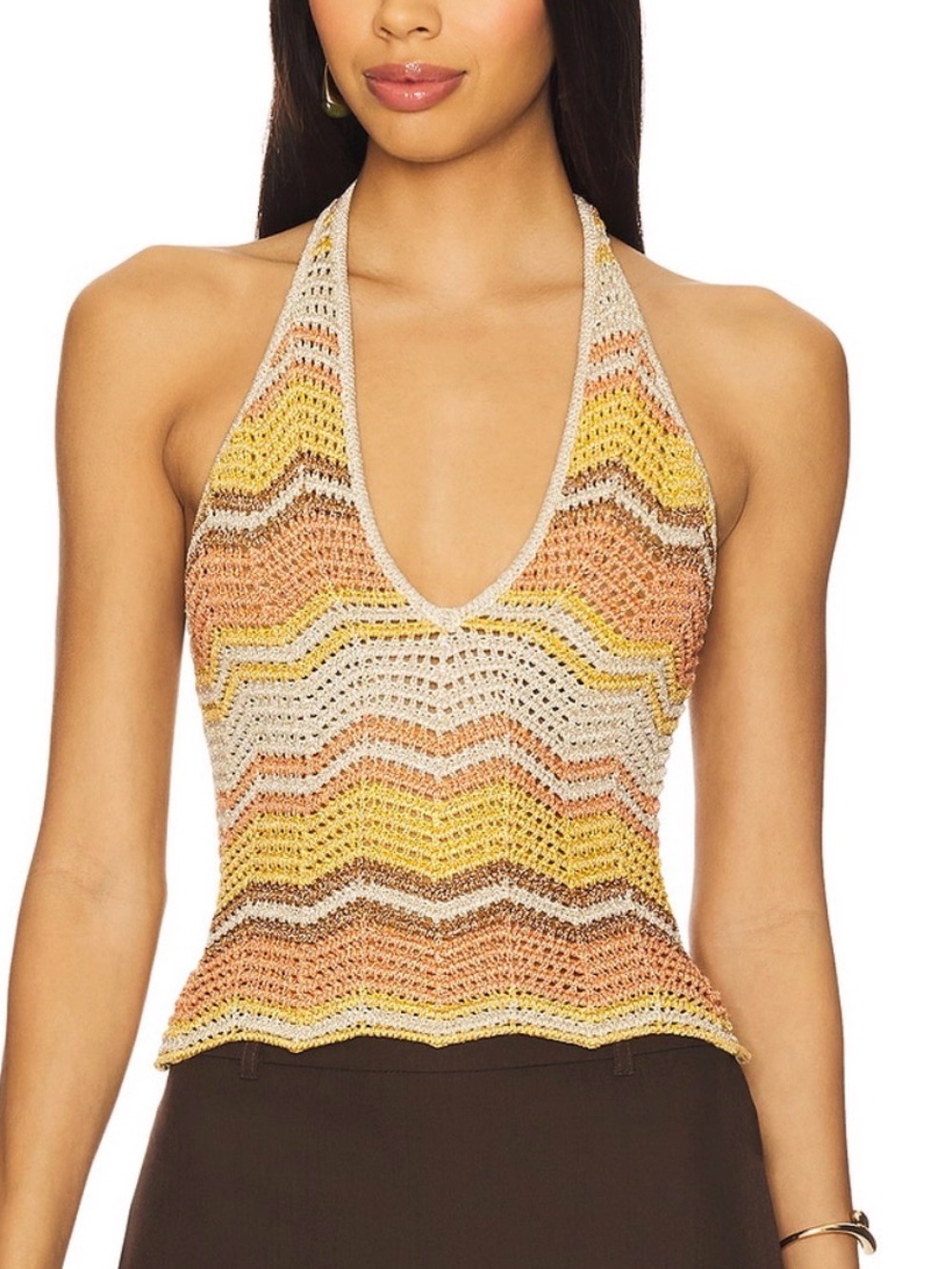 Retrofete Luz Crochet Halter Tank Top Sz S